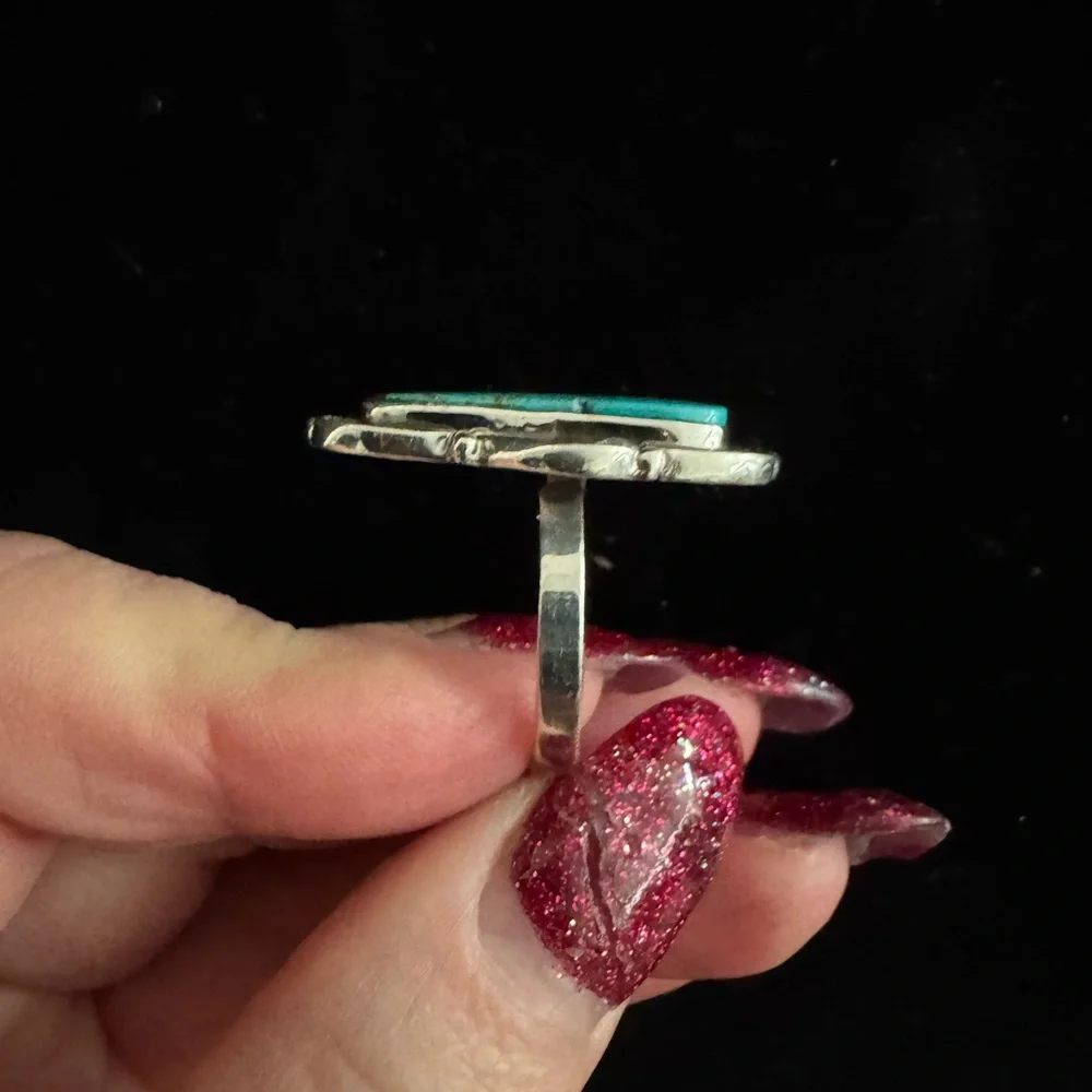 Genuine Turquoise and Sterling Silver‎ Ring